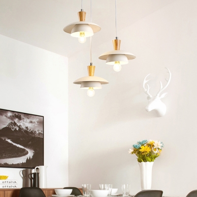 Metal Dome Hanging Ceiling Light Minimalist 1 Light Pendant Lighting in White for Dining Room