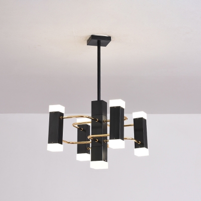 Metal Starburst Hanging Chandelier Modernism 4/8 Lights Black Pendant Light Fixture in 2 Color Light
