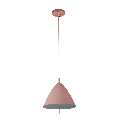 Metal Wide Flare Pendant Lighting Modernist 1 Head Ceiling Suspension Lamp in Pink