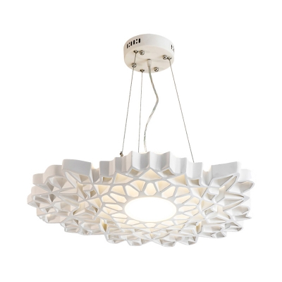 Modern Style Flower Shaped Pendant Lighting Resin 1 Light Hanging Ceiling Light in White