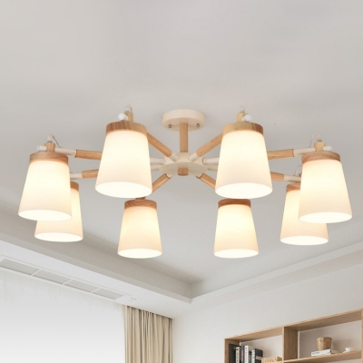 Nordic Stylish Conic Chandelier Lighting White Glass 6/8 Lights Living Room Hanging Ceiling Light
