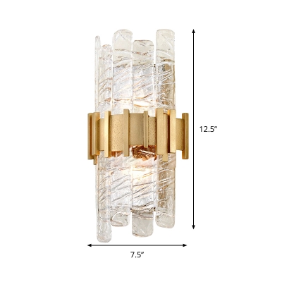Semicylinder Wall Light Modernist Textured Glass 1 Head Gold Sconce Light Fixture