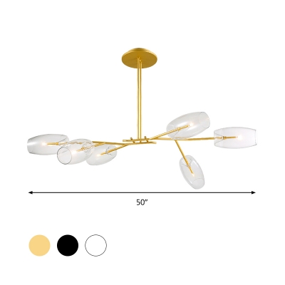 Sputnik Chandelier Lighting Modern Metal 6 Heads White/Black/Gold Hanging Light Kit with Clear Glass Shade
