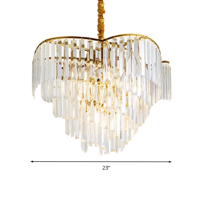 Swirl Clear Crystal Block Hanging Light Fixture Modernism 5 Heads Gold Chandelier Light