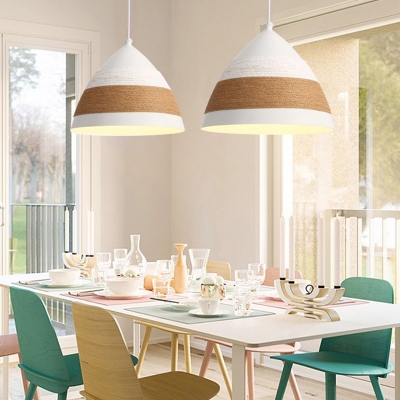 Wide Flare Hanging Light Modernism Metal 1 Head White Ceiling Suspension Lamp, 9