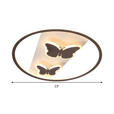 Acrylic Butterfly Flush Mount Fixture Contemporary Brown LED Ceiling Light in Remote Control Stepless Dimming/White/Warm Light, 18.5