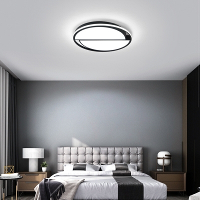 Acrylic Circle Flushmount Lighting Modern Led Surface Mount Ceiling Light in Black for Living Room, White/3 Color Light