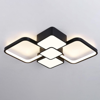 Acrylic Diamond Ceiling Lighting Modern Black/Black-White LED Flush Mount Lamp in Warm/White Light, 18