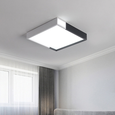 Black and White Square Flush Mount Fixture Modern Metal LED Ceiling Lamp, 16