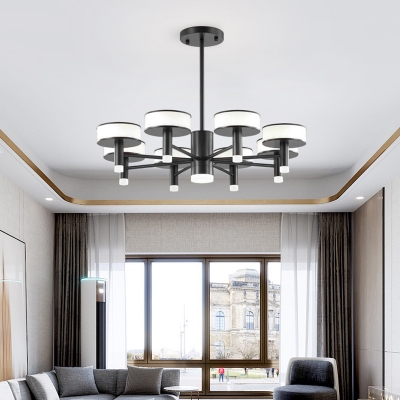 Black Sputnik Ceiling Chandelier Modernism 6/8 Lights Black Hanging Light Fixture
