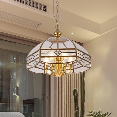 Bowl Clear Glass Chandelier Light Colonial 7 Bulbs Dining Room Pendant Lamp