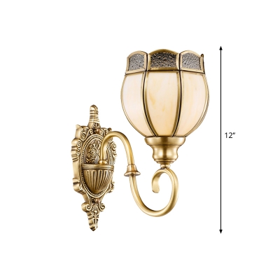 Brass 1/2-Light Wall Light Sconce Traditional Metal Floral Wall Mounted Lamp with Curvy Arm