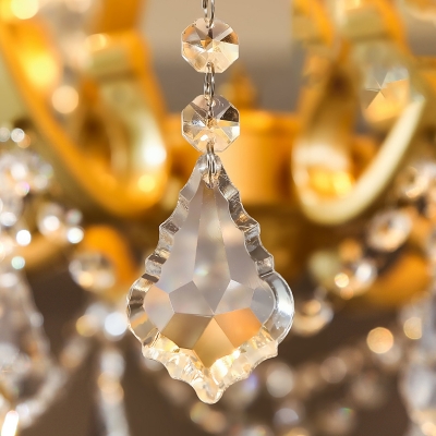 Candelabra Empire Chandelier Contemporary Crystal 6 Lights Brass Hanging Lamp Kit for Living Room