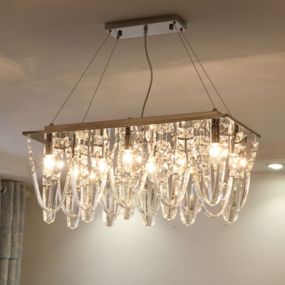 Clear Crystal Layered Pendant Chandelier Contemporary 8 Bulbs Ceiling Hanging Light