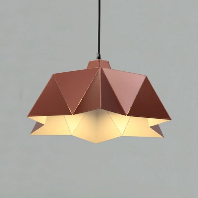 Contemporary 1 Head Ceiling Lighting Pink Geometric Hanging Pendant Light with Metal Shade