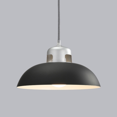 Dome Metal Pendant Lighting Farmhouse 1 Light Black/White/Grey Hanging Lamp for Dining Room