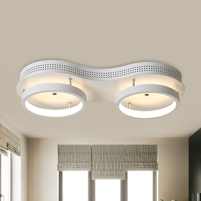 Drum Flush Mount Lighting Simple Acrylic LED White Ceiling Lighting in Warm/White Light