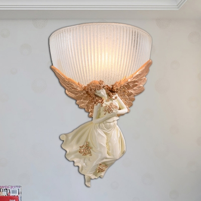 Gold/White Angel Wall Light Colonial Resin 10