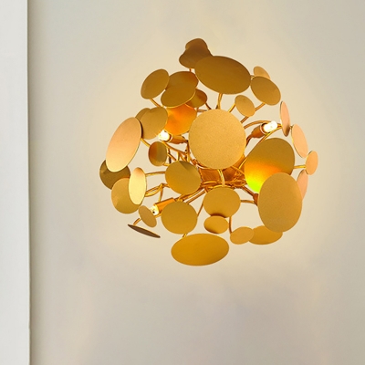 Golden Circles Wall Sconce Fixture Contemporary Style Steel 4 Lights Living Room Wall Lighting