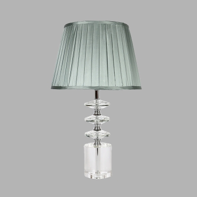 K9 Crystal Blue Table Light Cone Single Bulb Vintage Night Lamp with Cylinder Pedestal for Bedroom