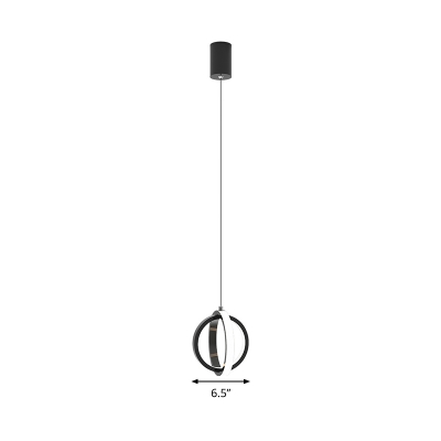 Metal Cross Ring Hanging Lamp Modernist Mini LED Suspended Lighting Fixture in Black, White/Warm Light
