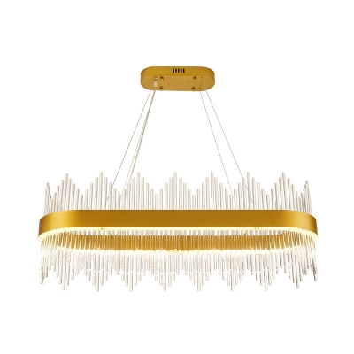 Modern Oval Shaped Ceiling Chandelier Crystal LED Living Room Pendant Lighting in Gold