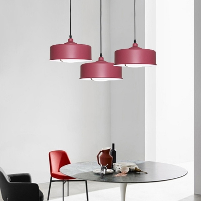 Purple Drum Down Lighting Contemporary 1 Head Metal Ceiling Hanging Light for Dining Room