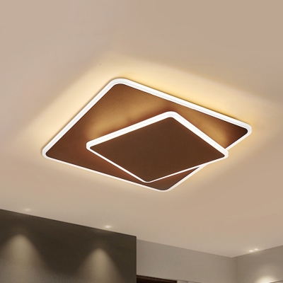 Square Ceiling Light Fixture Minimalist Acrylic Coffee/White 16