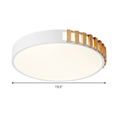 White Drum Ceiling Lamp Macaron Acrylic 16