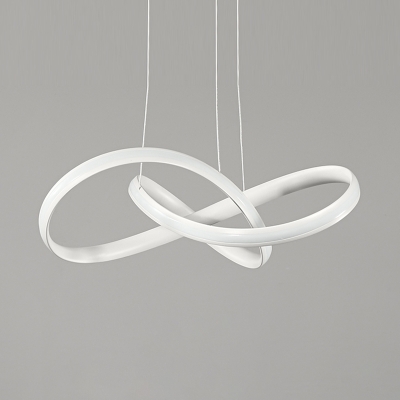 White Seamless Curve Chandelier Lamp Simple Acrylic LED Pendant Light, Warm/White Light