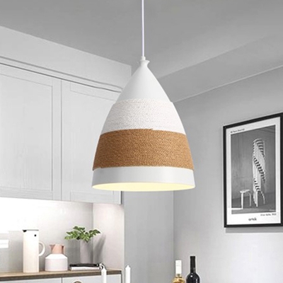 Wide Flare Hanging Light Modernism Metal 1 Head White Ceiling Suspension Lamp, 9
