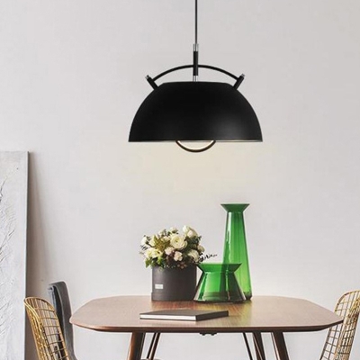 1 Bulb Living Room Hanging Lighting Contemporary Black Ceiling Pendant Light with Bowl Metal Shade