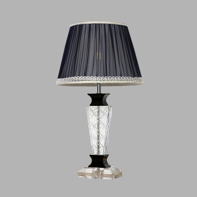 Black 1 Bulb Night Light Traditional Prismatic Optical Crystal Urn Shape Table Lamp