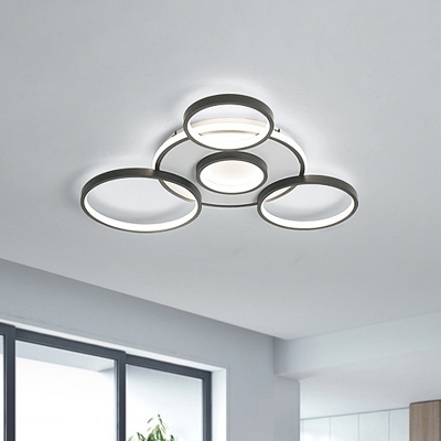 Black Loop Flush Mount Light Minimalist Acrylic LED Ceiling Lamp in Warm/White Light, 27.5