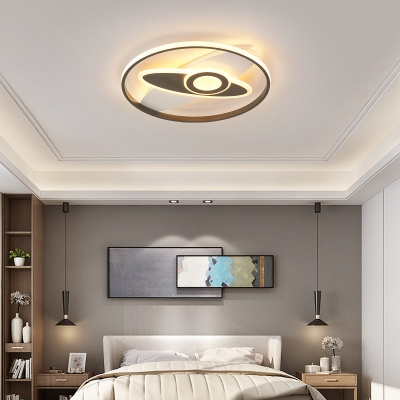 Black-White Oval Ceiling Lamp Modernism Acrylic LED Flush Mount Fixture for Bedroom