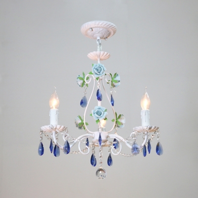Crystal Blue/Purple Pendant Chandelier Candelabra 3/5/8 Lights Traditional Ceiling Hang Fixture for Living Room