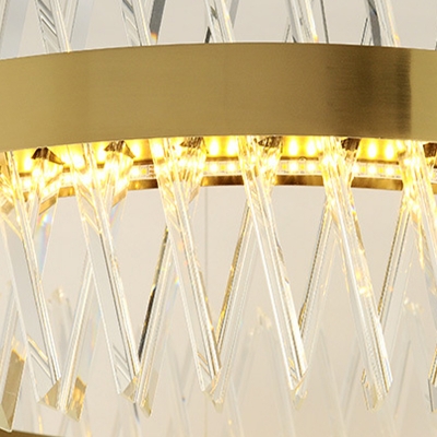 Crystal Round Hanging Chandelier Contemporary LED Brass Hanging Light Fixture for Living Room