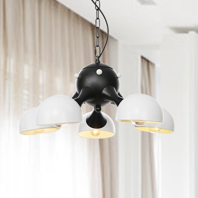 Domed Chandelier Light Fixture Industrial Stylish Metallic 3/4/5 Lights Black/Chrome Finish Pendant Lamp with Downrods/Chain