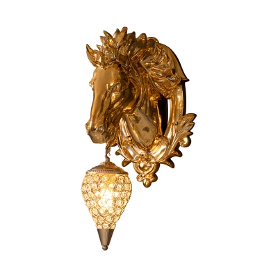 Golden Horse Sconce Light Fixture Country Style 9.5