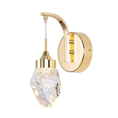 LED Geometric Wall Sconce Lighting Traditional Gold Clear Bubble Crystal Wall Light Fixture for Bedroom