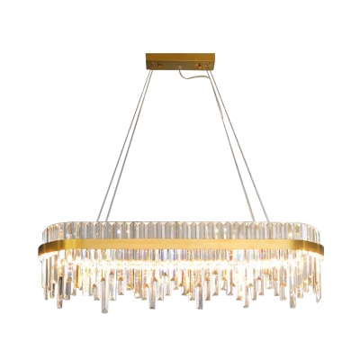 LED Waterfall Ceiling Chandelier Modernist Crystal Pendant Fixture Light in Gold