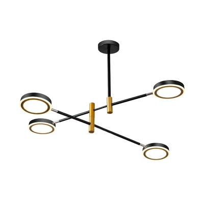 Metal Sputnik Chandelier Light Modern 4/6 Heads Black-Gold/White Hanging Light Kit, White/Warm Light