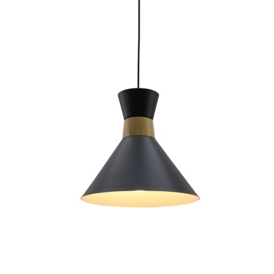 Modern Conical Metal Hanging Light Kit 1 Light Pendant Lighting Fixture in Black for Kitchen
