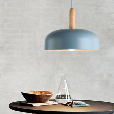 Nordic 1 Head Ceiling Lamp Blue Circular Hanging Light Fixture with Metal Shade