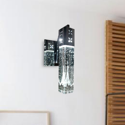 Rectangle Bubble Crystal Sconce Light Modernism LED Nickle Wall Lighting Fixture in Warm/White Light/Second Gear