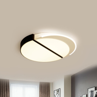 Round Acrylic Flush Mount Light Modern Black-White LED Ceiling Lamp in White/Warm/3 Color Light, 16