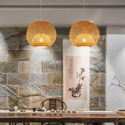 Sphere Dining Room Pendant Lighting Fixture Bamboo 14