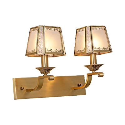 Vintage Trapezoidal Vanity Lamp 1/2-Light Metal Wall Light Sconce in Brass for Bedroom