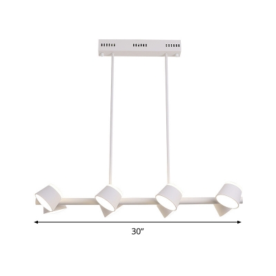 White Linear Chandelier Pendant Light Nordic 8 Lights Metal Hanging Ceiling Light