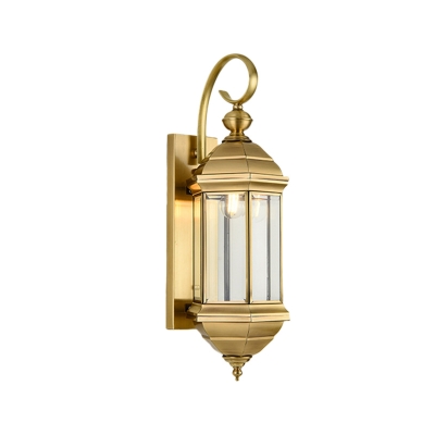 1/3-Head Lantern Sconce Light Fixture Traditional Brass Metal Wall Light Sconce for Outdoor, 6